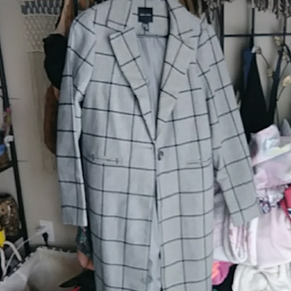 NWOT plaid long dad coat